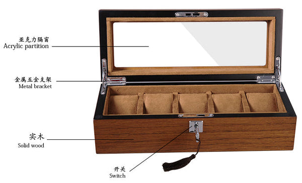 Caja Tancy para 5 Relojes TC-015 de Madera