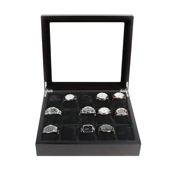 TC-021 Caja de relojes Tancy acolchada de 15 relojes - Acero Inoxidable Plateado