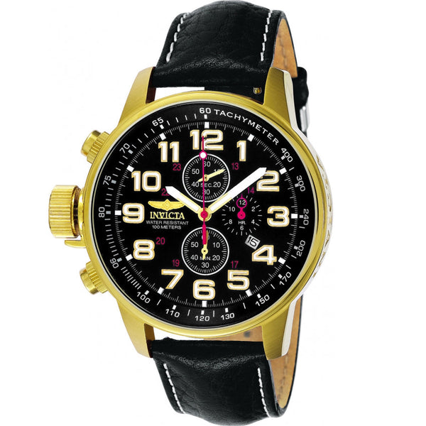 Reloj Invicta Force Zager de caballero banda de piel 46 mm - Negro - 3330 - Cuero Negro