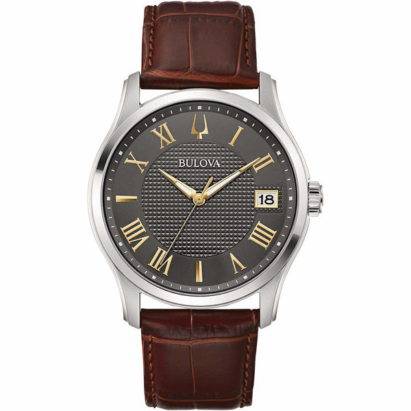 96B389 Reloj Bulova Wilton de hombre correa de metal - Cuero Marrón
