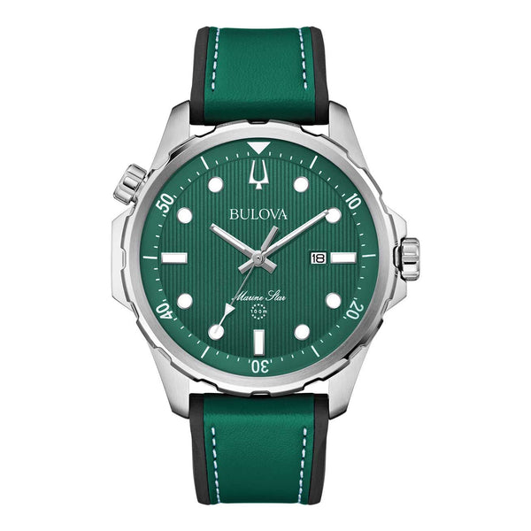 Reloj Bulova Marine Star Hombre Correa Cuero Verde - Reloj original en Guatemala