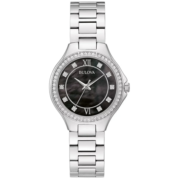 Reloj Bulova Crystal Mujer Acero Nácar Negro - Reloj original en Guatemala