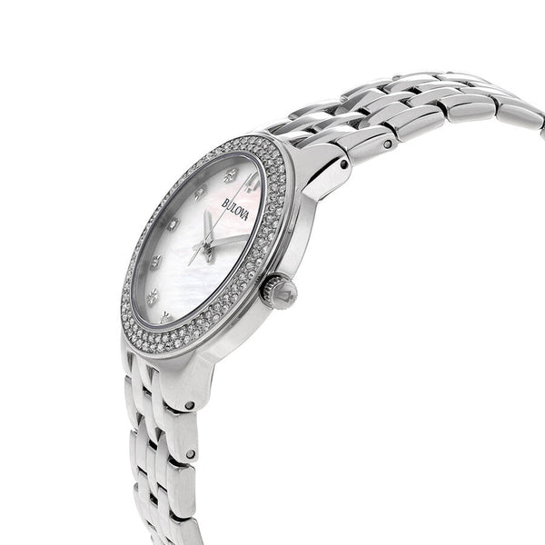 Reloj Bulova Crystal Mujer Acero Esfera Nácar - Vista lateral