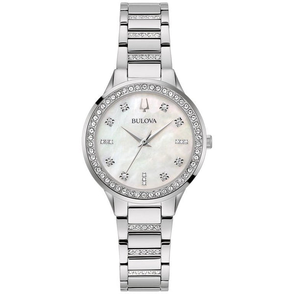 Reloj Bulova Crystal Mujer Acero Plateado Nácar - Reloj original en Guatemala
