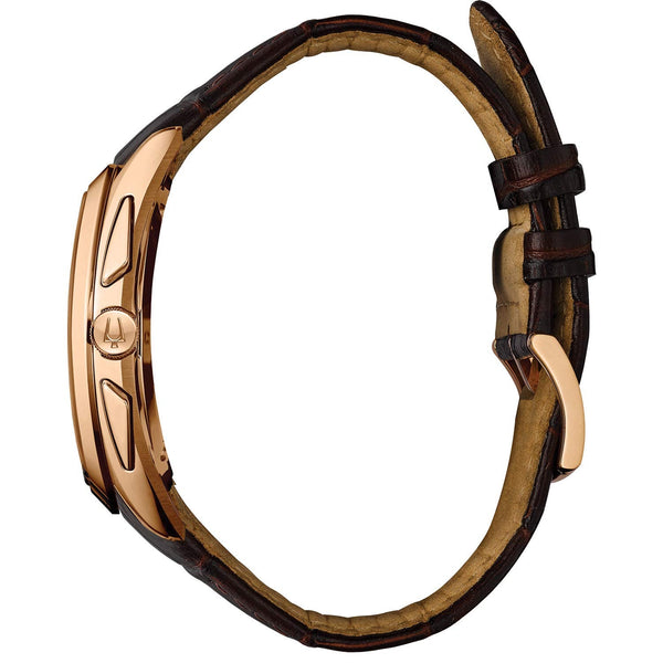 Reloj Bulova Curv de hombre correa de cuero - Vista lateral