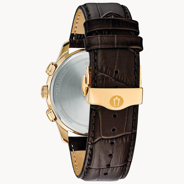 Reloj Bulova Classic Hombre Correa de Cuero Dorado - Vista lateral