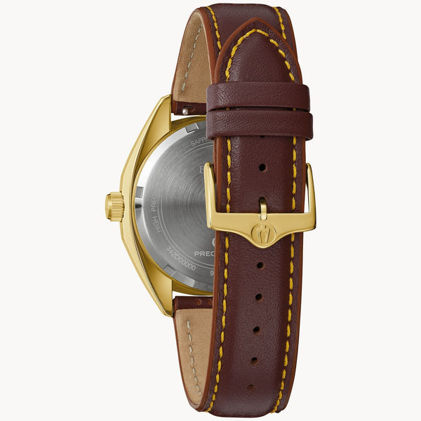 Reloj Bulova Sutton Jet Star Hombre Correa Cuero Dorado - Vista lateral
