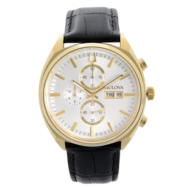 Reloj Bulova Surveyor Hombre Correa de Cuero Negro - Vista lateral