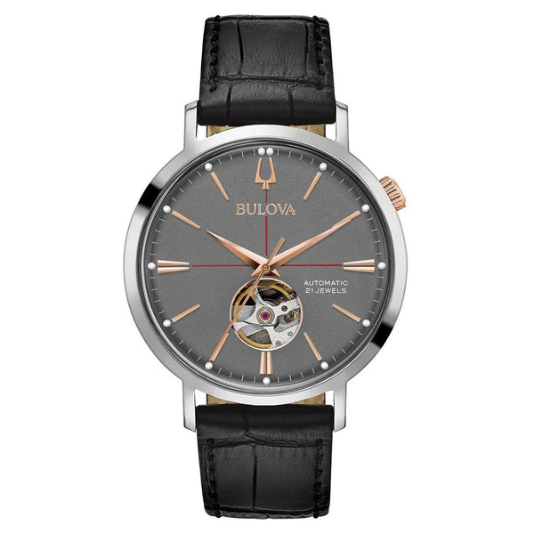98A187 Reloj Bulova Aerojet Análogo para hombre - Cuero Negro