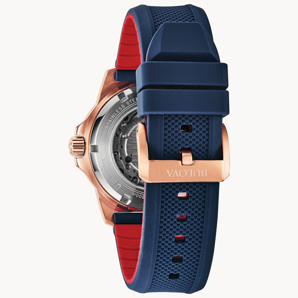 Reloj Bulova Marine Star Hombre Correa Caucho Azul - Vista lateral