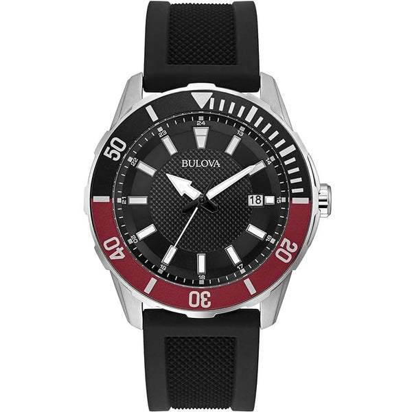 Reloj Bulova Marine Star Hombre Correa Caucho Negro y Rojo - Reloj original en Guatemala