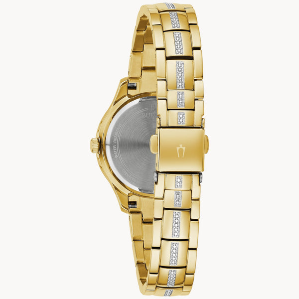 Reloj Bulova Phantom Mujer Acero Dorado Cristales - Vista lateral