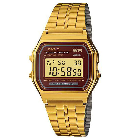 A-159WGEA-5 Reloj Casio Digital Vintage Clásico Unisex con Pulsera de Metal y Cronómetro — original con garantía, La Relojerí