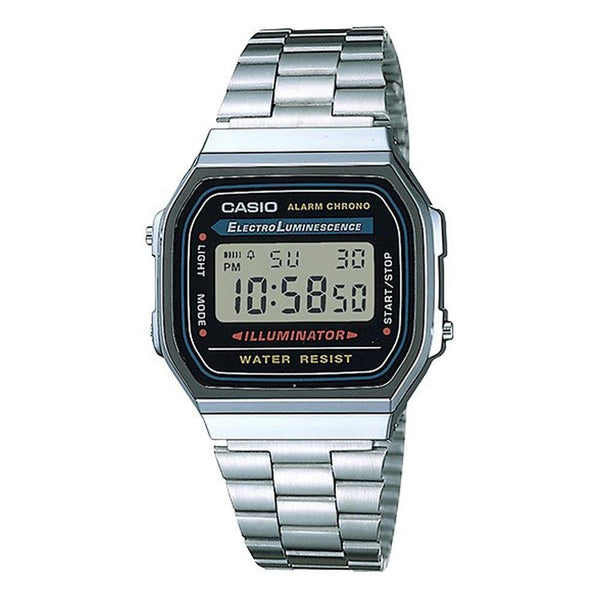 A-168WA-1 Reloj Casio Unisex, Vintage Clásico Illuminator - Plateado