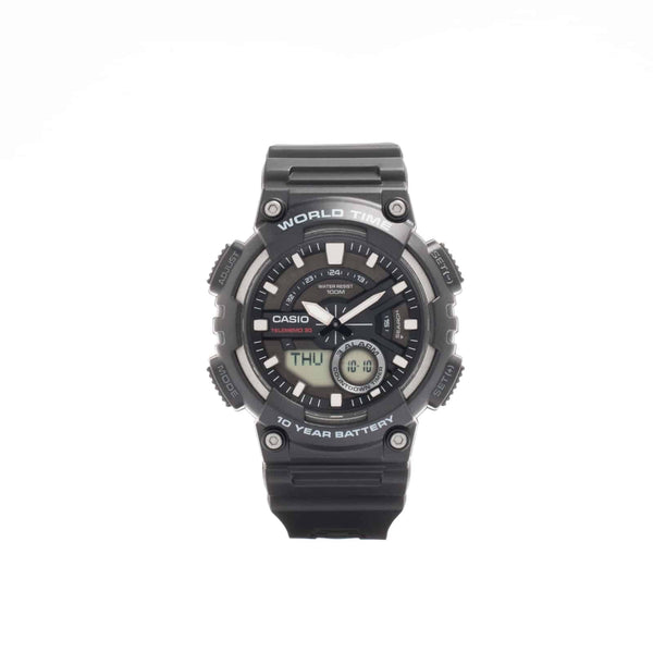 AEQ-110W-1AV Reloj Casio para Hombre, Hora Mundial, Telememo 30, 10 Años de Batería — imagen 2 de 4