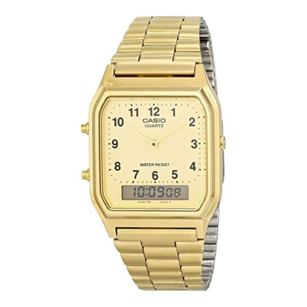 AQ-230GA Reloj Casio Unisex Acero Dorado Análogo Digital - Reloj original en Guatemala