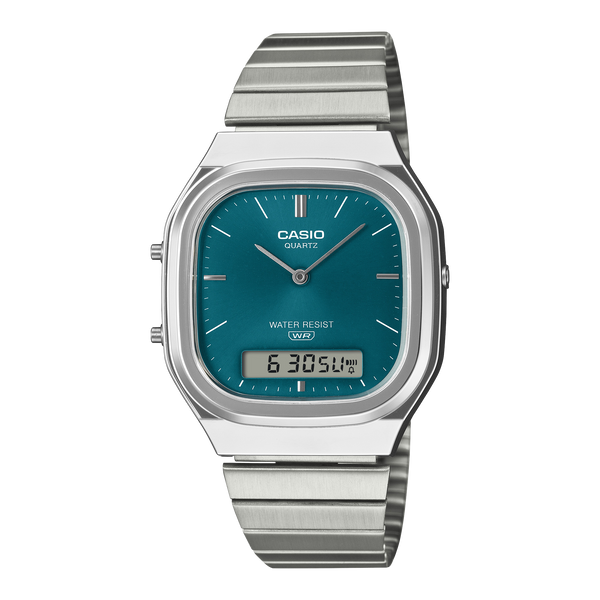 AQ-240E-3A Reloj Casio de dama pulsera de metal - Acero Inoxidable Plateado
