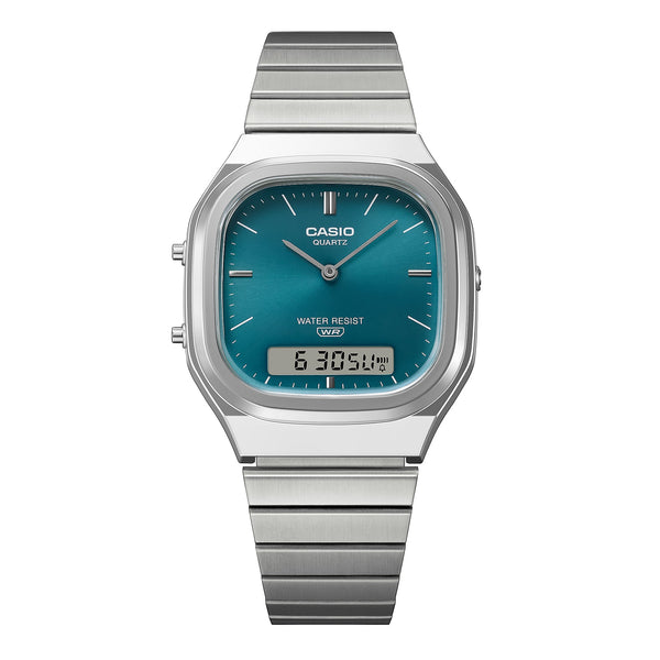 AQ-240E-3A Reloj Casio de dama pulsera de metal - Acero Inoxidable Plateado
