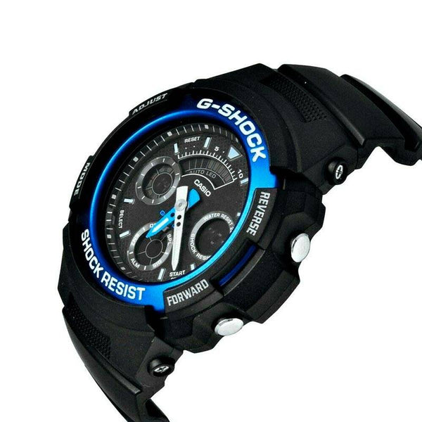 AW-591 Reloj G-Shock Hombre Resina Negro Azul - Vista lateral