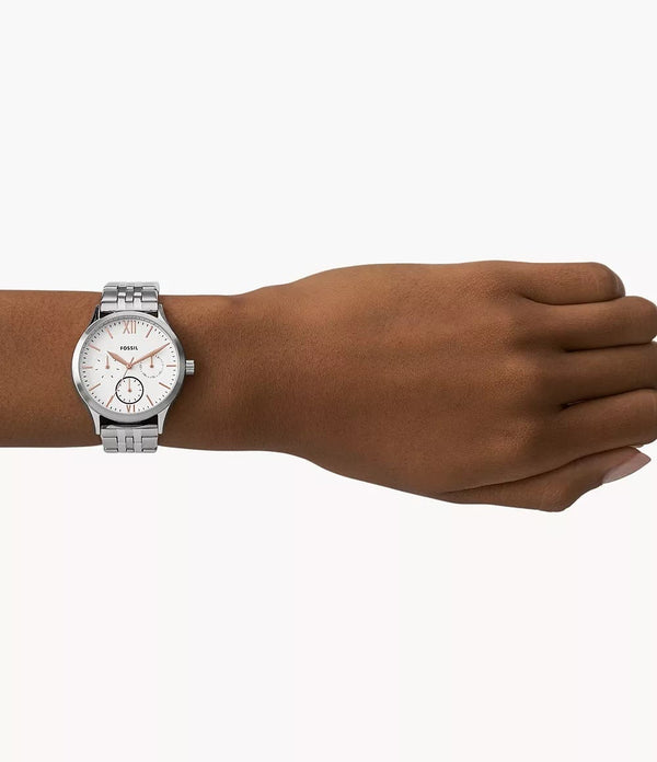 Set Relojes Fossil Bannon Pareja Acero Inoxidable Blanco - Vista lateral