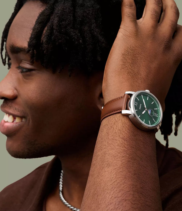 Reloj Fossil Rhett Hombre Correa Cuero Esfera - Vista lateral