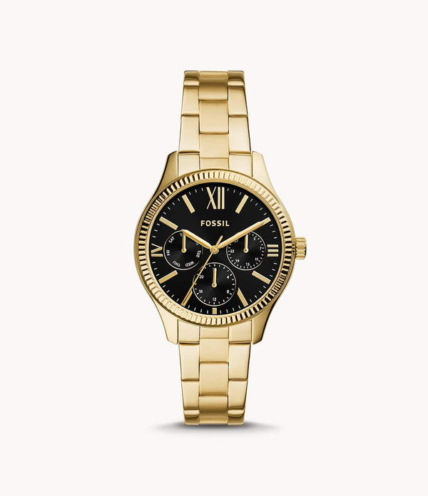 RYE Reloj Fossil Rye Mujer Dorado Esfera Negra - Reloj original en Guatemala