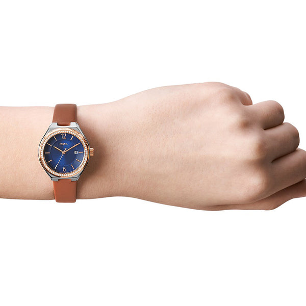 Reloj Fossil Eevie Mujer Correa Piel Marrón - Vista lateral