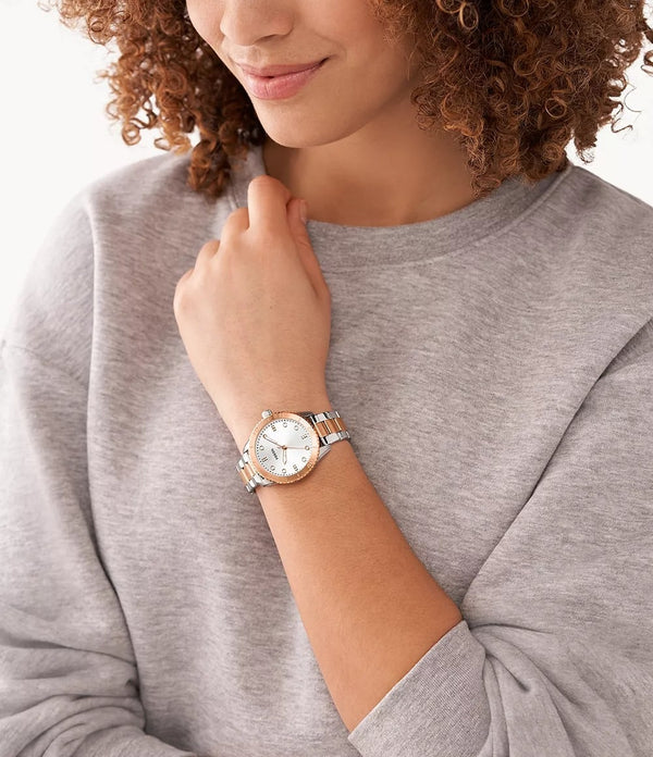 Reloj Fossil Dayle Mujer Correa Acero Plata Oro - Vista lateral