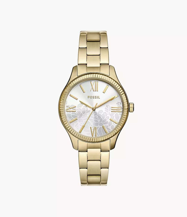 RYE Reloj Fossil Rye Mujer Acero Inoxidable Tono Dorado - Reloj original en Guatemala