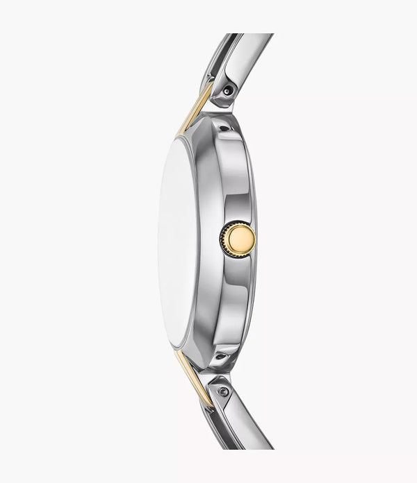 DE Reloj Fossil Kerrigan Mujer Bicolor Acero Esfera Plata - Vista lateral