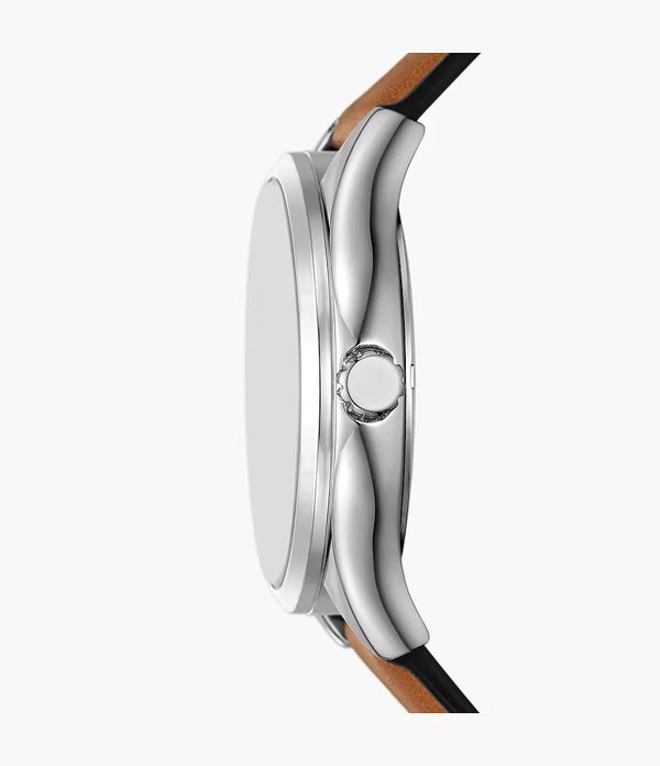 DE Reloj Fossil Fenmore Hombre Piel Marrón Esfera - Vista lateral
