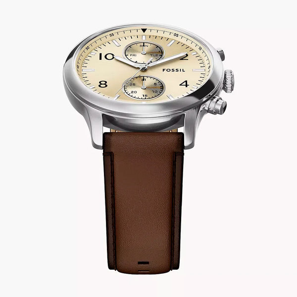 Reloj Fossil Bennett Hombre Correa Cuero Marrón - Vista lateral