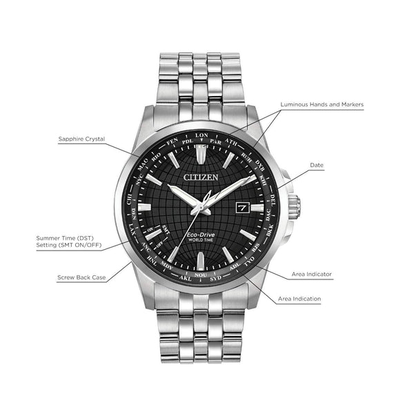 57E Reloj Citizen World Time de hombre Eco-Drive - Vista lateral