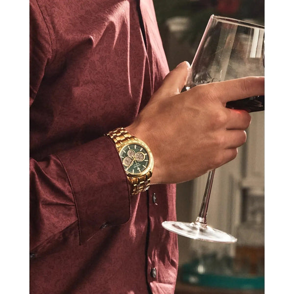 59X Reloj Citizen Carson Eco-Drive Hombre Acero Dorado Verde - Vista lateral