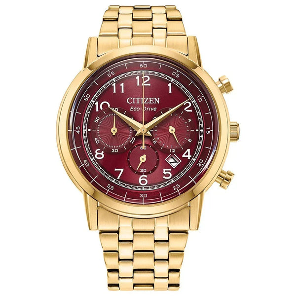 58X Reloj Citizen Eco-Drive Hombre Dorado Esfera Roja - Vista lateral