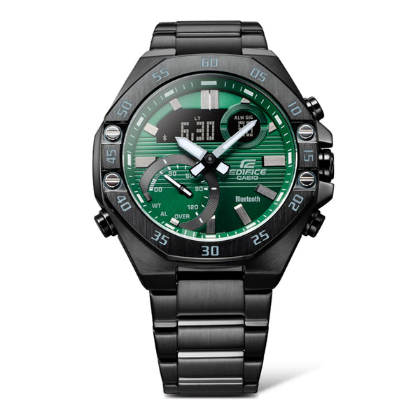 10DC Reloj Edifice Hombre Acero Negro Esfera Verde - Vista lateral
