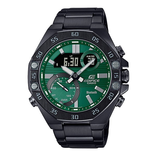 10DC Reloj Edifice Hombre Acero Negro Esfera Verde - Reloj original en Guatemala