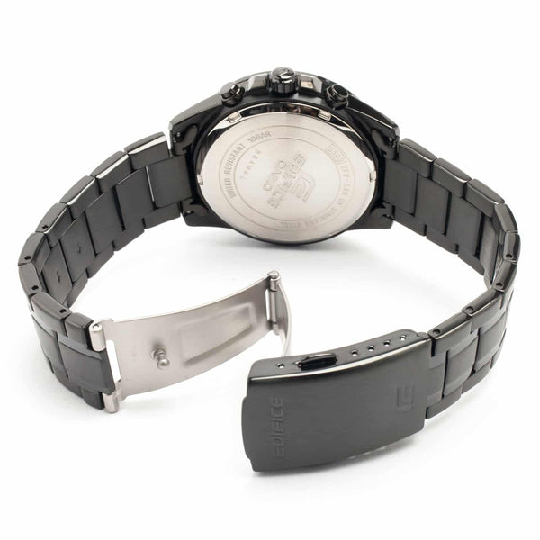 540DC Reloj Edifice Hombre Acero Negro y Oro Rosa - Vista lateral