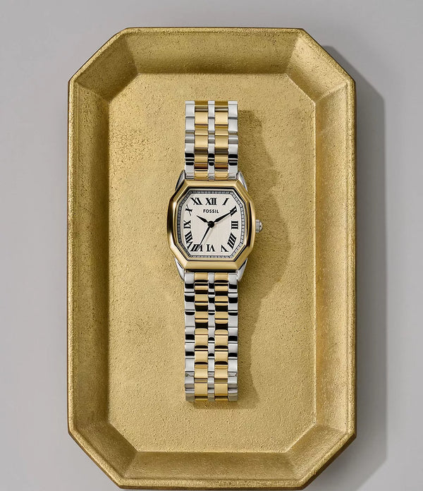Reloj Fossil Harlow Mujer Acero Bicolor Dorado - Vista lateral