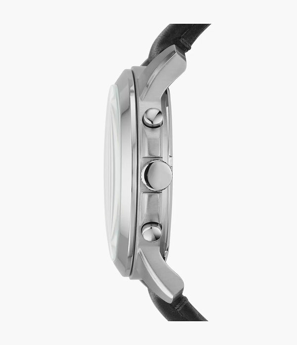 Reloj Fossil Grant Hombre Correa Cuero Negro - Vista lateral