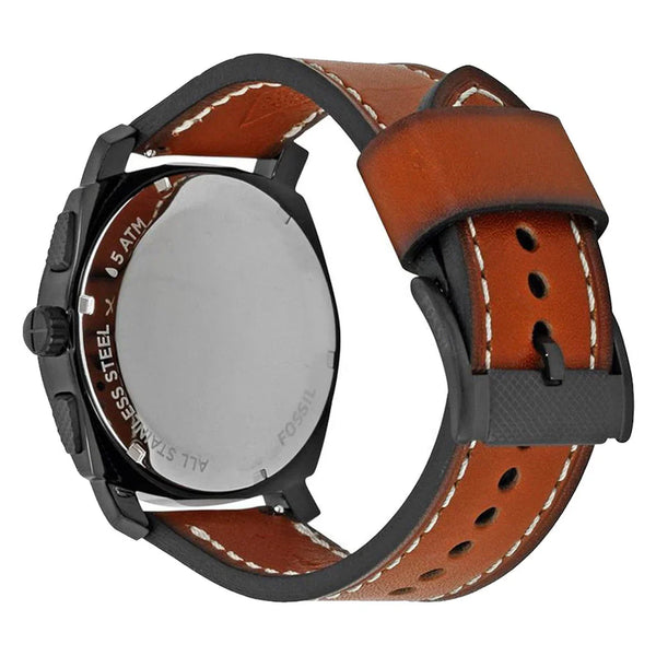 Reloj Fossil Machine Hombre Piel Marrón Negro - Vista lateral