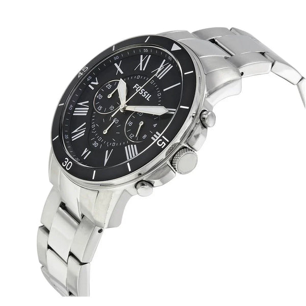 Reloj Fossil Grant Hombre Acero Esfera Negra - Vista lateral