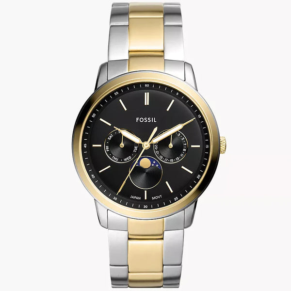 Reloj Fossil Moonphase Hombre Acero Bicolor Negro - Reloj original en Guatemala