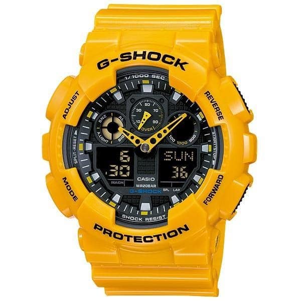 GA-100A Reloj G-Shock Hombre Resina Amarillo - Reloj original en Guatemala
