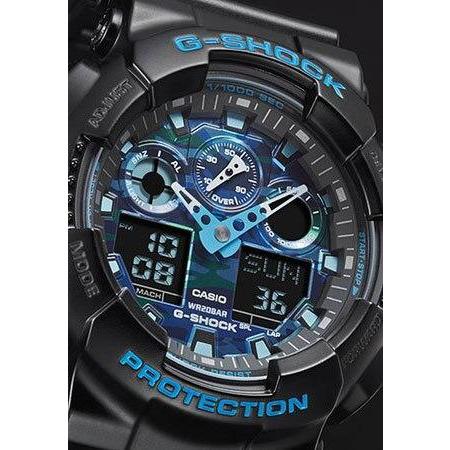 GA-100CB Reloj G-Shock Hombre Resina Negro Camuflaje Azul - Vista lateral