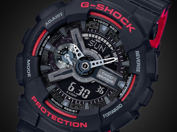 GA-110HR Reloj G-Shock Hombre Resina Negro y Rojo - Vista lateral