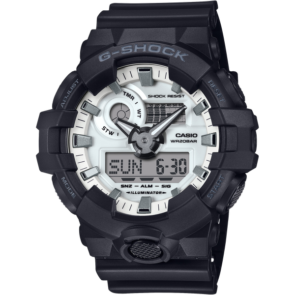 GA-700WD Reloj G-Shock Hombre Resina Negro Esfera Blanca - Reloj original en Guatemala