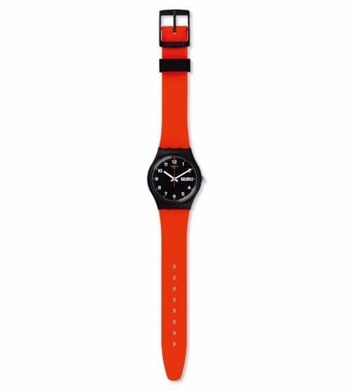 RED Reloj Swatch Originals Gent Unisex Correa Resina Naranja - Vista lateral