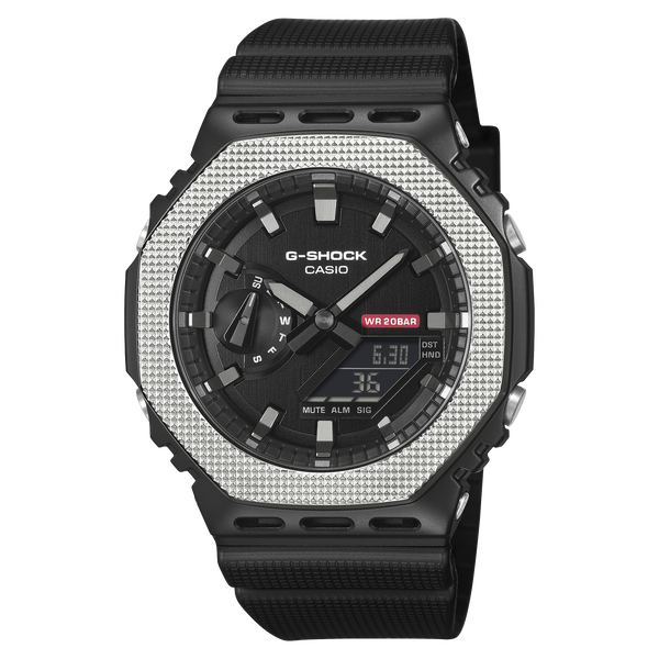 GM-2100BM Reloj G-Shock Hombre Resina Negra Patrón Plateado - Reloj original en Guatemala