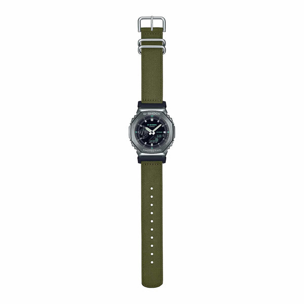 GM-2100CB Reloj G-Shock G-Steel Hombre Correa Tela Verde - Vista lateral